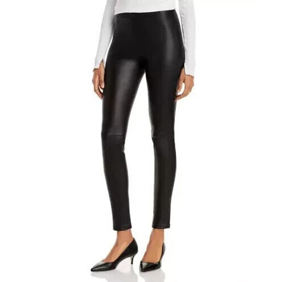 Theory Adbelle L2 Leggings Size 2 Black Leather Mid-Rise Skinny Leg NWT $995 - Picture 1 of 15